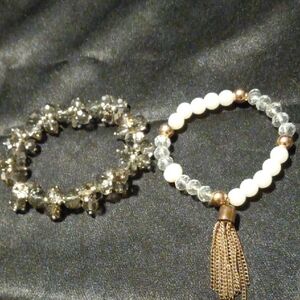 Elegant Beaded Bracelet Set with Tassel